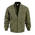 Men's Suede-Style Zip Bomber Jacket with Minimalist Streetwear Design