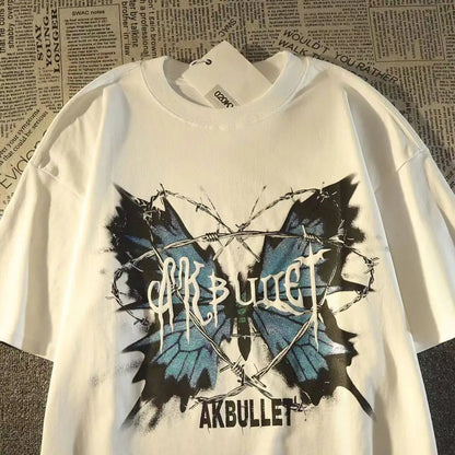 Vintage Inspired Streetwear Graphic T-Shirt with Layered Abstract Artwork and Relaxed Fit