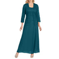 Chiffon Panel Maxi Dress with Lace Details and Long Sleeves