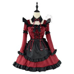 Women's Vintage Inspired Layered Maid Dress with Apron and Ruffle Trim Costume Set