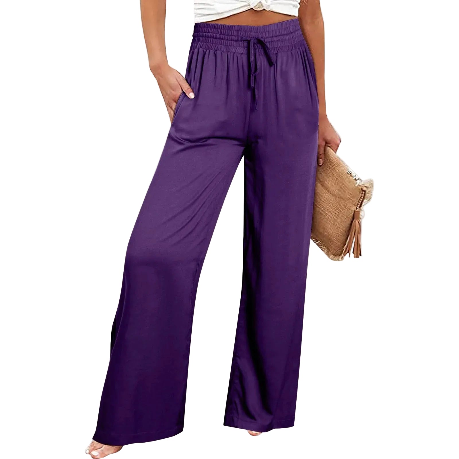 Women's High Waist Wide Leg Casual Trousers with Relaxed Tailored Everyday Style