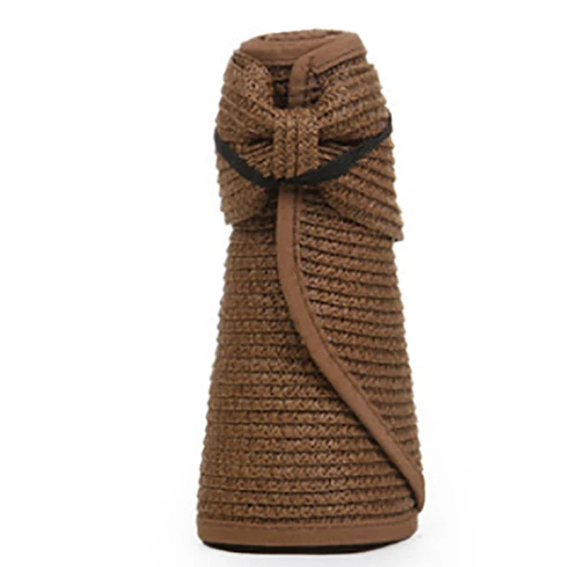 Foldable Wide Brim Straw Visor Hat with Open Top Design for Beach and Summer Travel