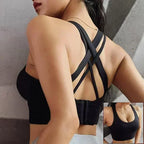 Mauve Criss-Cross Back Sports Bra with Keyhole Detail and Adjustable Band