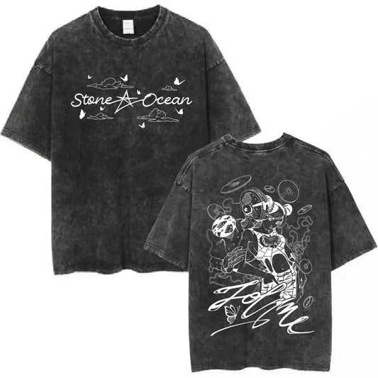 Minimal Gothic Streetwear Oversized Washed Graphic T-Shirt
