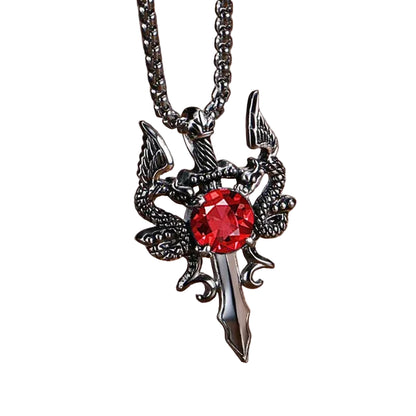 Dragon Sword Cross Pendant Necklace for Gothic Alternative Fashion