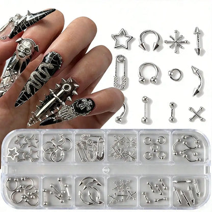 Gothic Cross Nail Art Charms Collection for Alternative Manicure Designs
