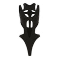Asymmetric Cutout High Cut Bodysuit for Gothic Techwear Alternative Fashion