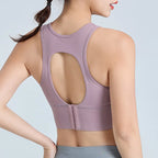 High-Support Plus-Size Sports Bra with Open Keyhole Back and Wide Band