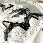 Playful Black and White Polka Dot Wire-Free Ruffled Bra Set