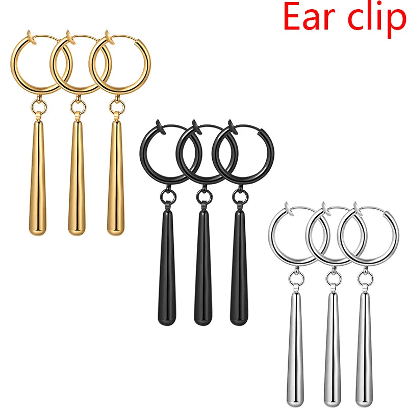 Minimalist Triple Hoop Drop Earrings for Punk and Alternative Fashion Looks