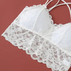 Floral Lace Longline Bralette and Coordinating Boyshort Set with Double Front Straps