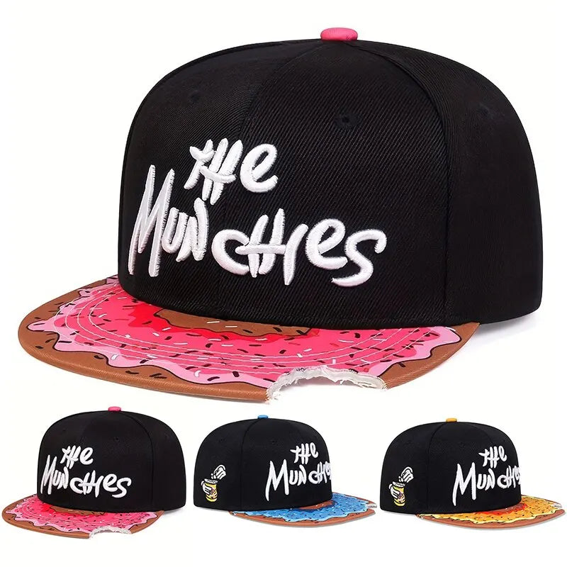 Embroidered Flat Brim Snapback Cap Graphic Underbrim Streetwear Hip Hop Fashion Hat