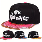 Embroidered Flat Brim Snapback Cap Graphic Underbrim Streetwear Hip Hop Fashion Hat
