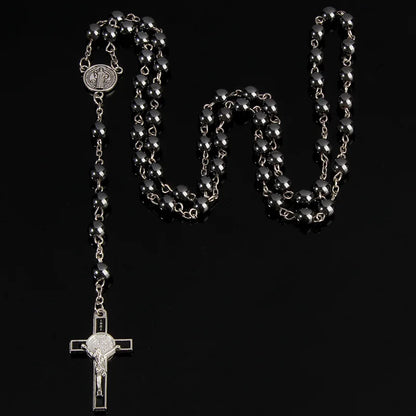 Beaded Cross Pendant Necklace Gothic Alternative Statement Jewelry Piece