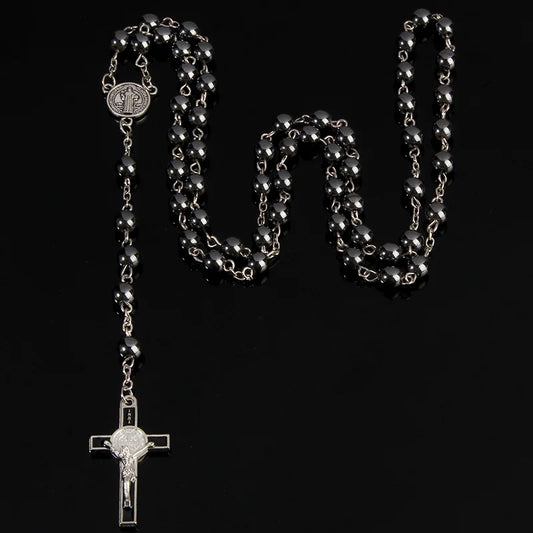 Beaded Cross Pendant Necklace Gothic Alternative Statement Jewelry Piece