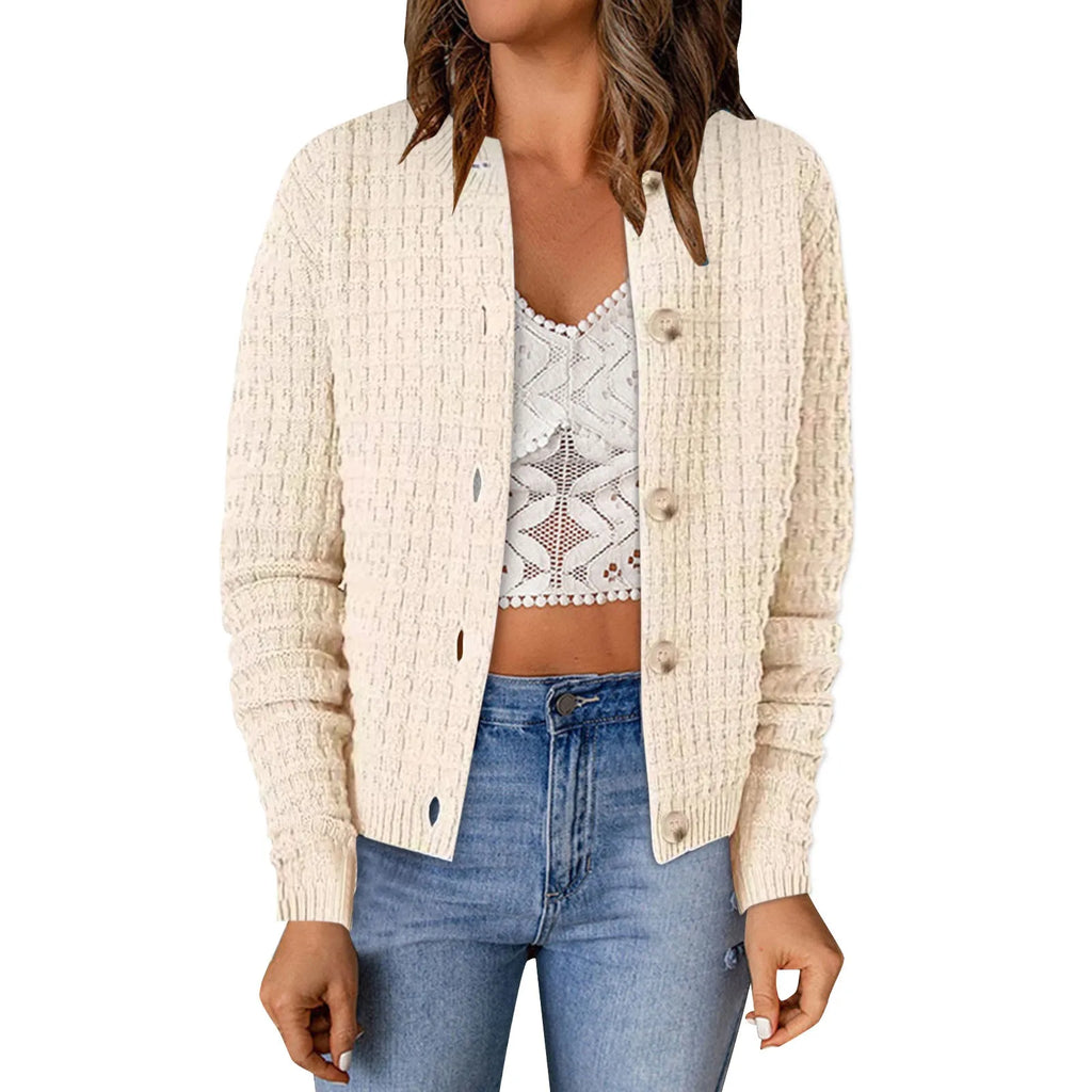 Women's Button Front Knit Cardigan Sweater with Relaxed Everyday Silhouette