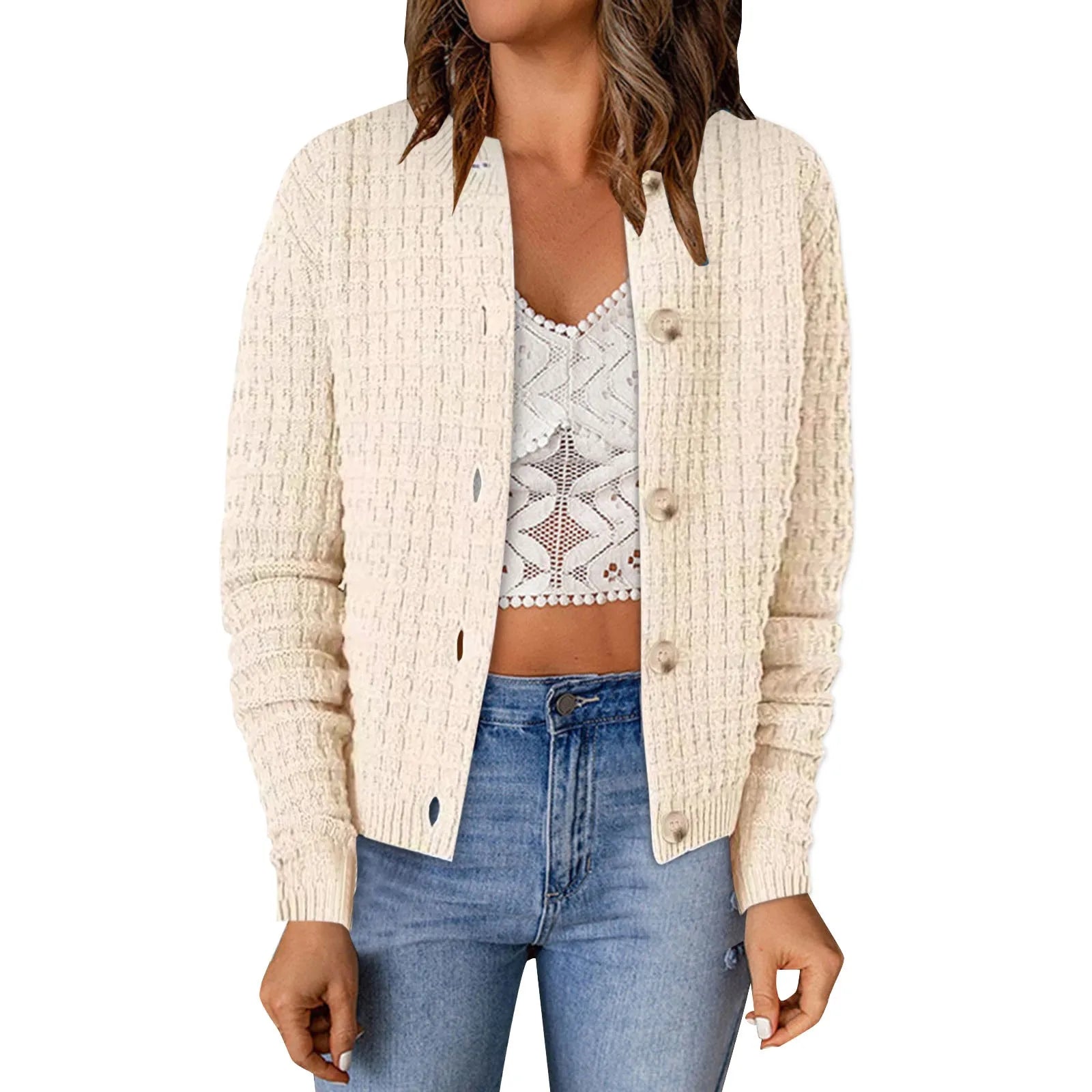 Women's Button Front Knit Cardigan Sweater with Relaxed Everyday Silhouette