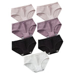 Seven-Piece Ribbed Cotton Blend Mid-Rise Brief Set with Bow Detail