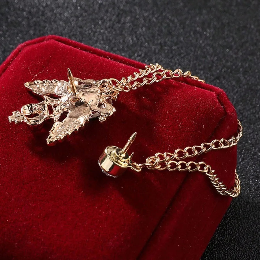 Vintage Court Style Skull Chain Brooch with Layered Tassel Jacket Accent