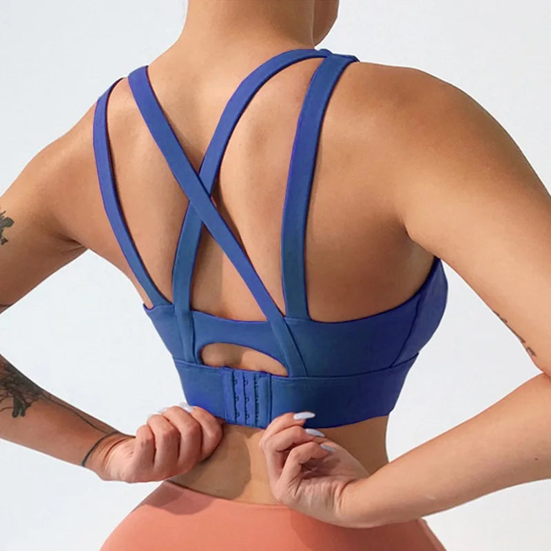 Mauve Criss-Cross Back Sports Bra with Keyhole Detail and Adjustable Band