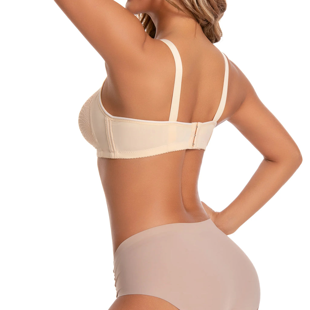Six-Piece Wire-Free T-Shirt Bra Set with Lace Trim and Center Tassel