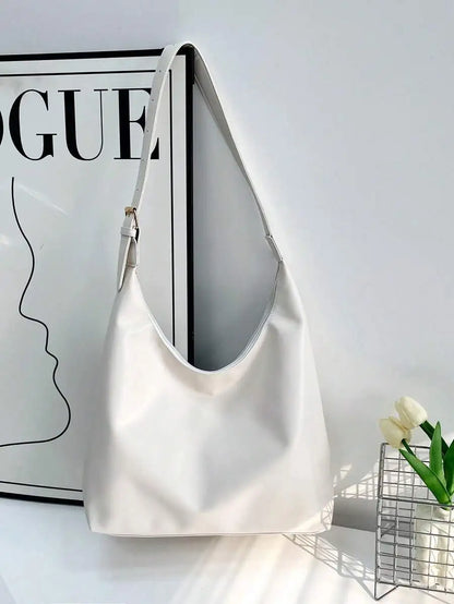 Large Slouchy Faux Leather Hobo Tote Bag with Relaxed Shoulder Design