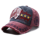 Retro Distressed Embroidered Baseball Cap Adjustable Streetwear Outdoor Fashion Hat