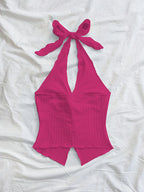 Twisted Front Backless Crop Top with Slim Fit Contemporary Streetwear Camisole Style