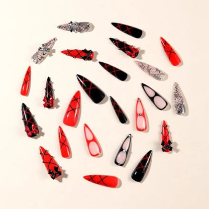 Punk Lace-Up Stiletto Press-On Nail Art Set