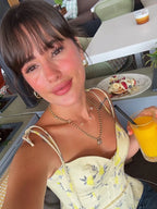 Sunny Yellow Floral Print Cami Bustier with Tie Straps and Flared Hem