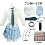 Classic Collegiate Roleplay Uniform Set with Plaid Pleated Skirt and Character Accessories