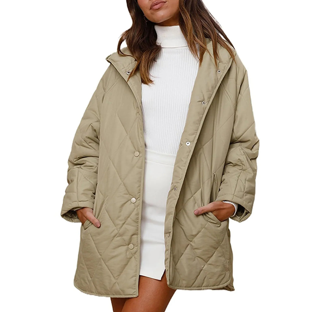 Women's Long Lightweight Padded Coat Relaxed Casual Winter Everyday Layering Jacket