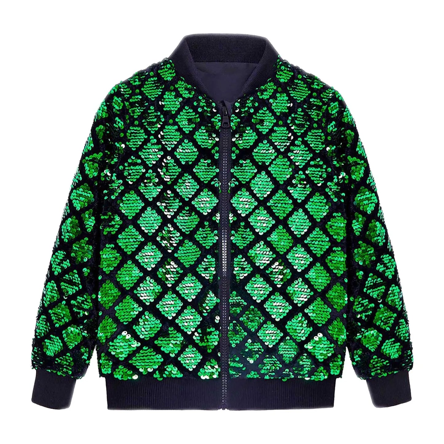 Men's Reflective Pattern Zip-Up Streetwear Bomber Jacket with Textured Finish