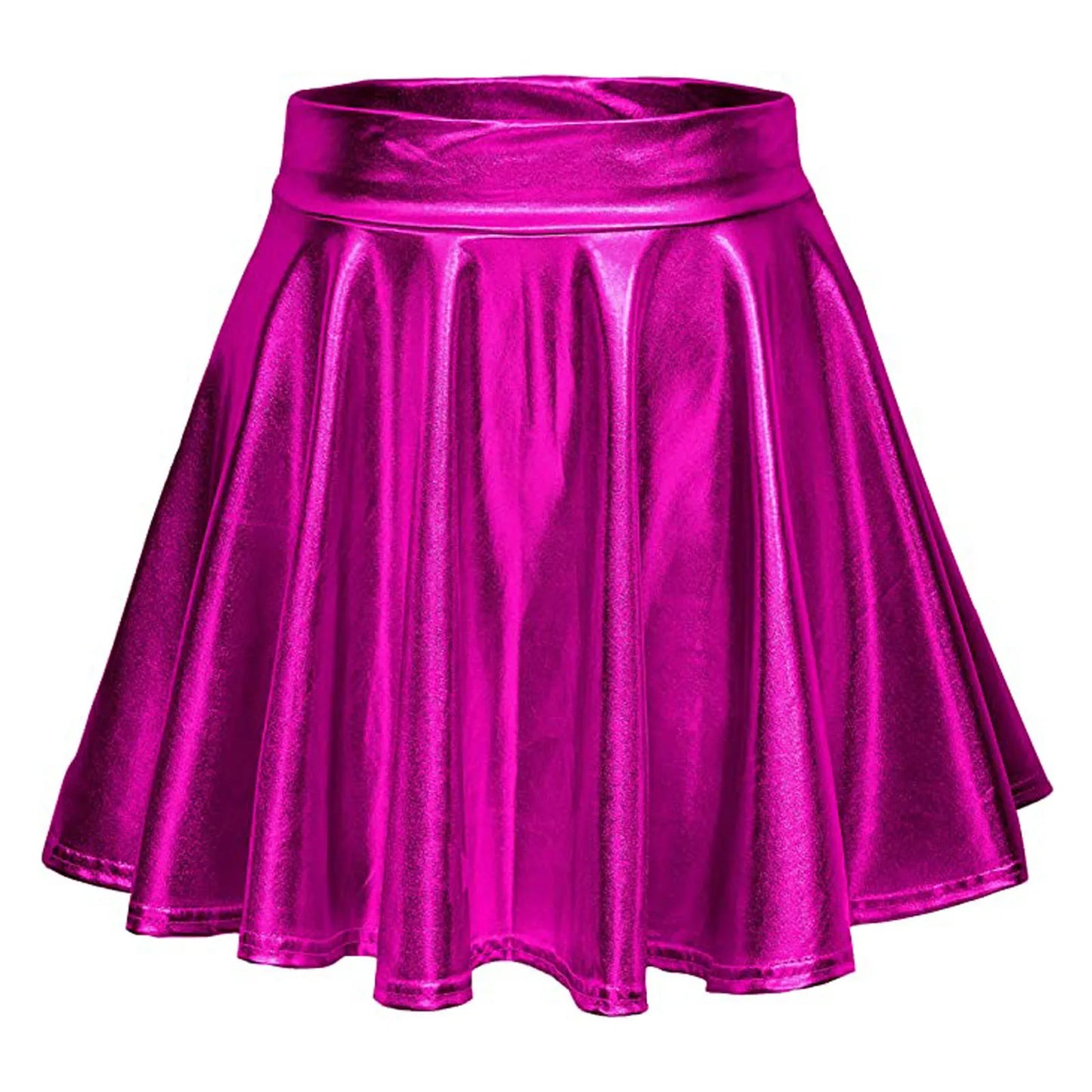 Glossy A-Line Mini Skirt with High Shine Streetwear Festival Styling