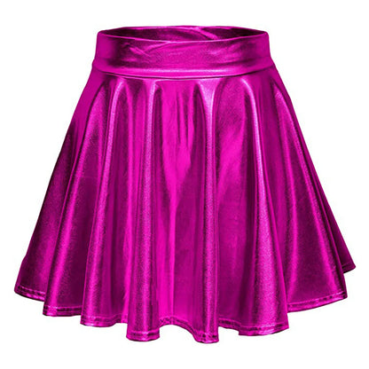 Glossy A-Line Mini Skirt with High Shine Streetwear Festival Styling