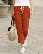 Women's High-Waist Drawstring Straight-Leg Casual Sweatpants with Relaxed Everyday Comfort Fit