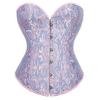 Classic Black Floral Jacquard Overbust Corset with Metal Busk Closure