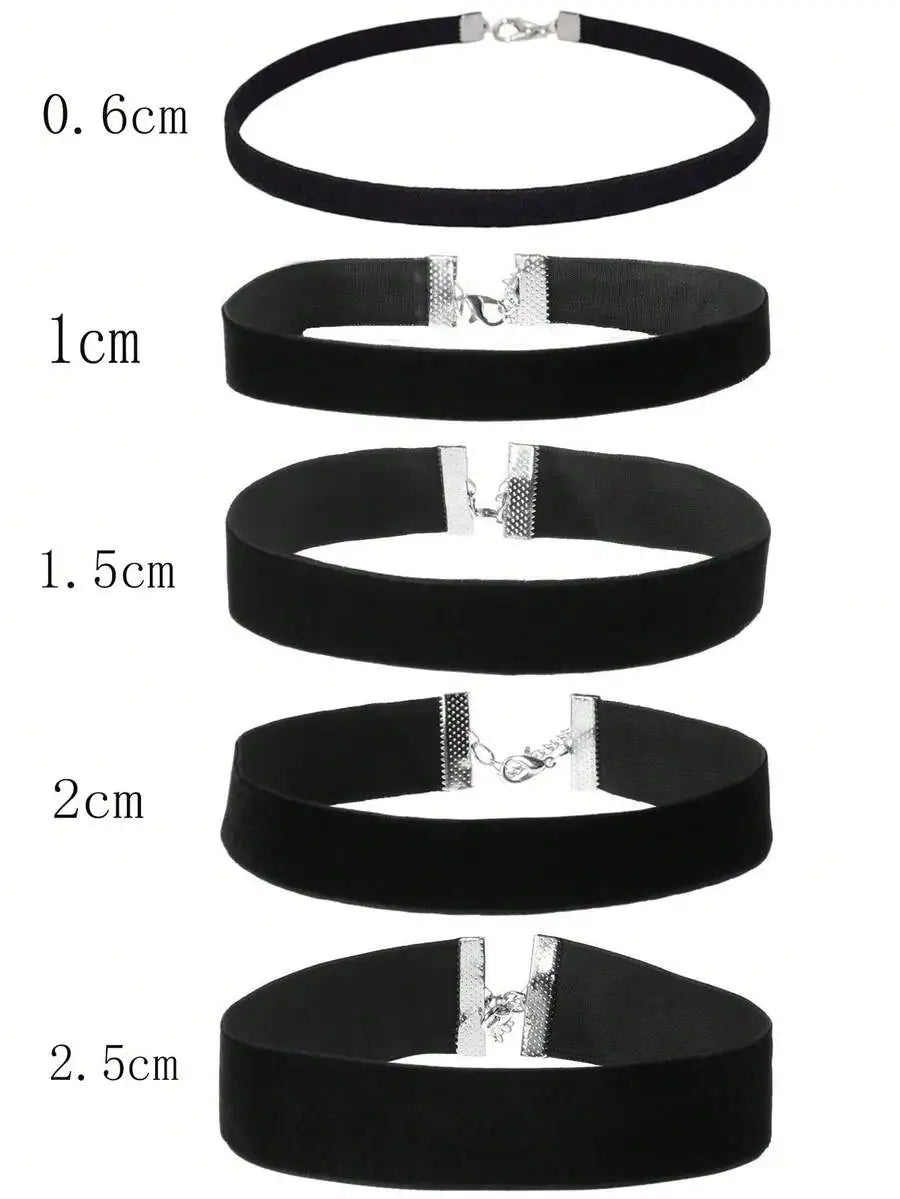 Minimalist Velvet Choker Necklace for Gothic Grunge and Dark Feminine Styling