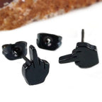 Rebellious Gesture Stud Earrings With Bold Alternative Streetwear Fashion Appeal