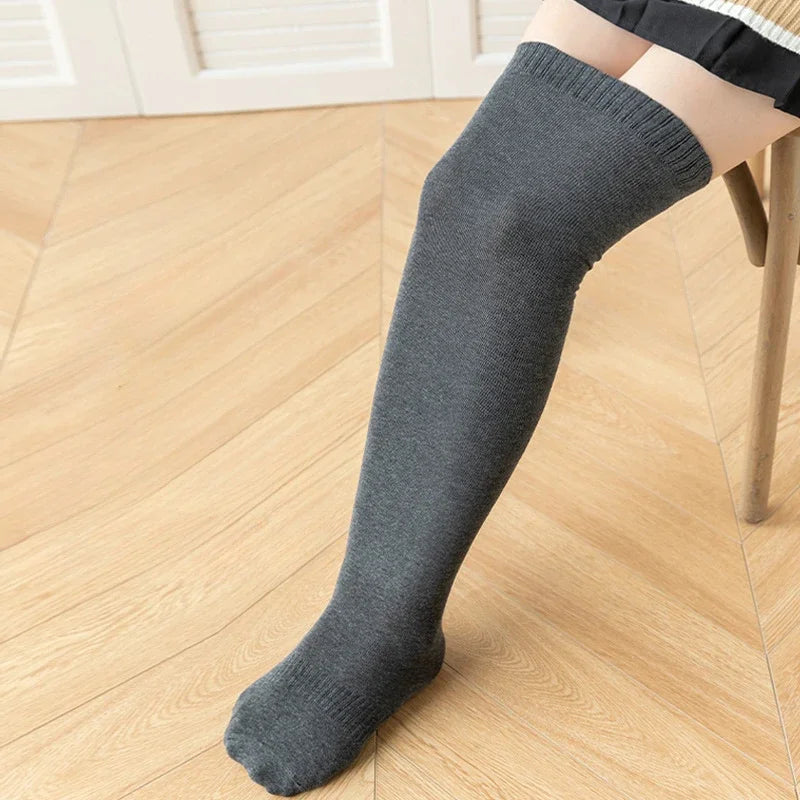 Extra Long Over-the-Knee Cotton Socks with Soft Stretch Knit and Stay-Up Design