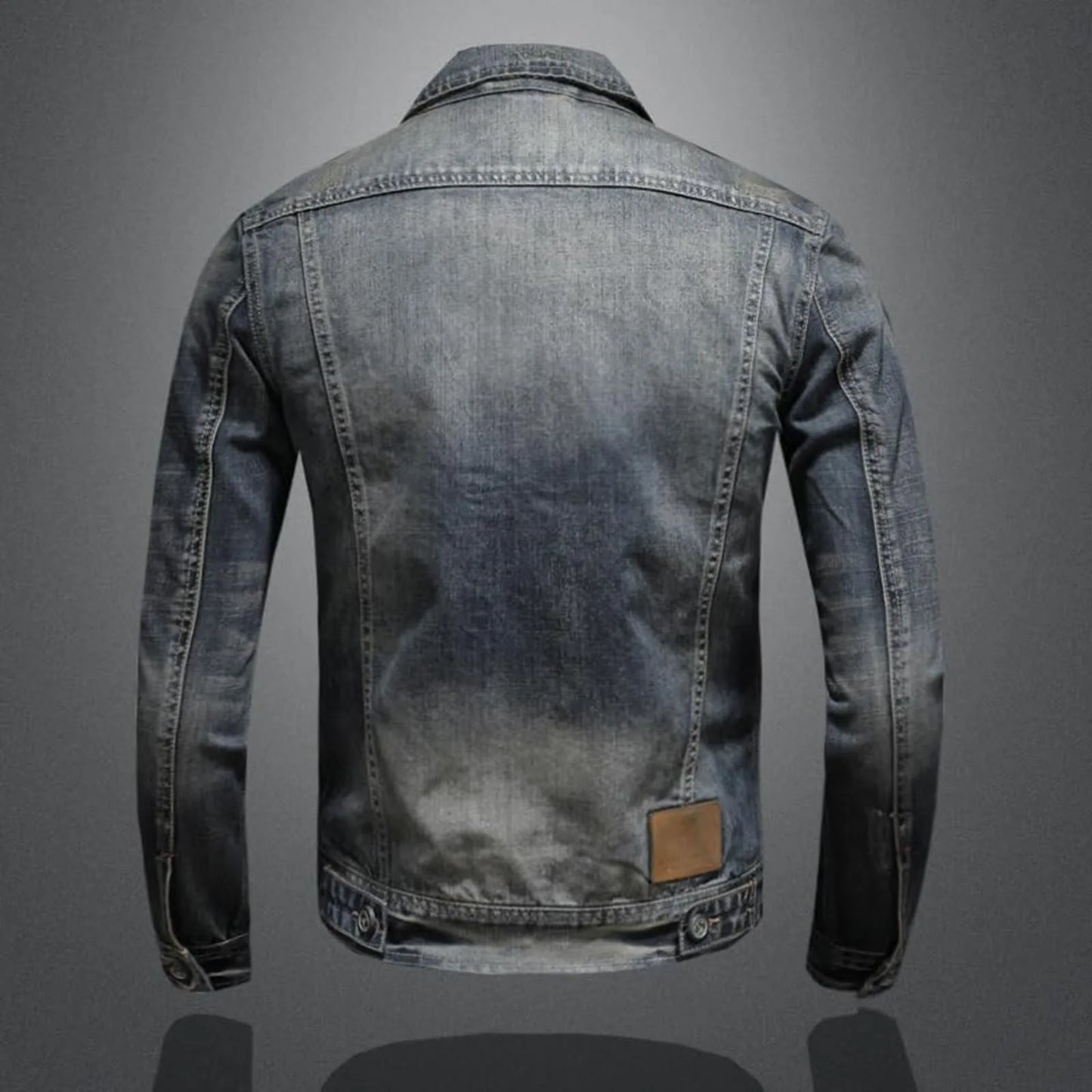Vintage Washed Denim Layered Hooded Jacket with Padded Streetwear Outerwear Design