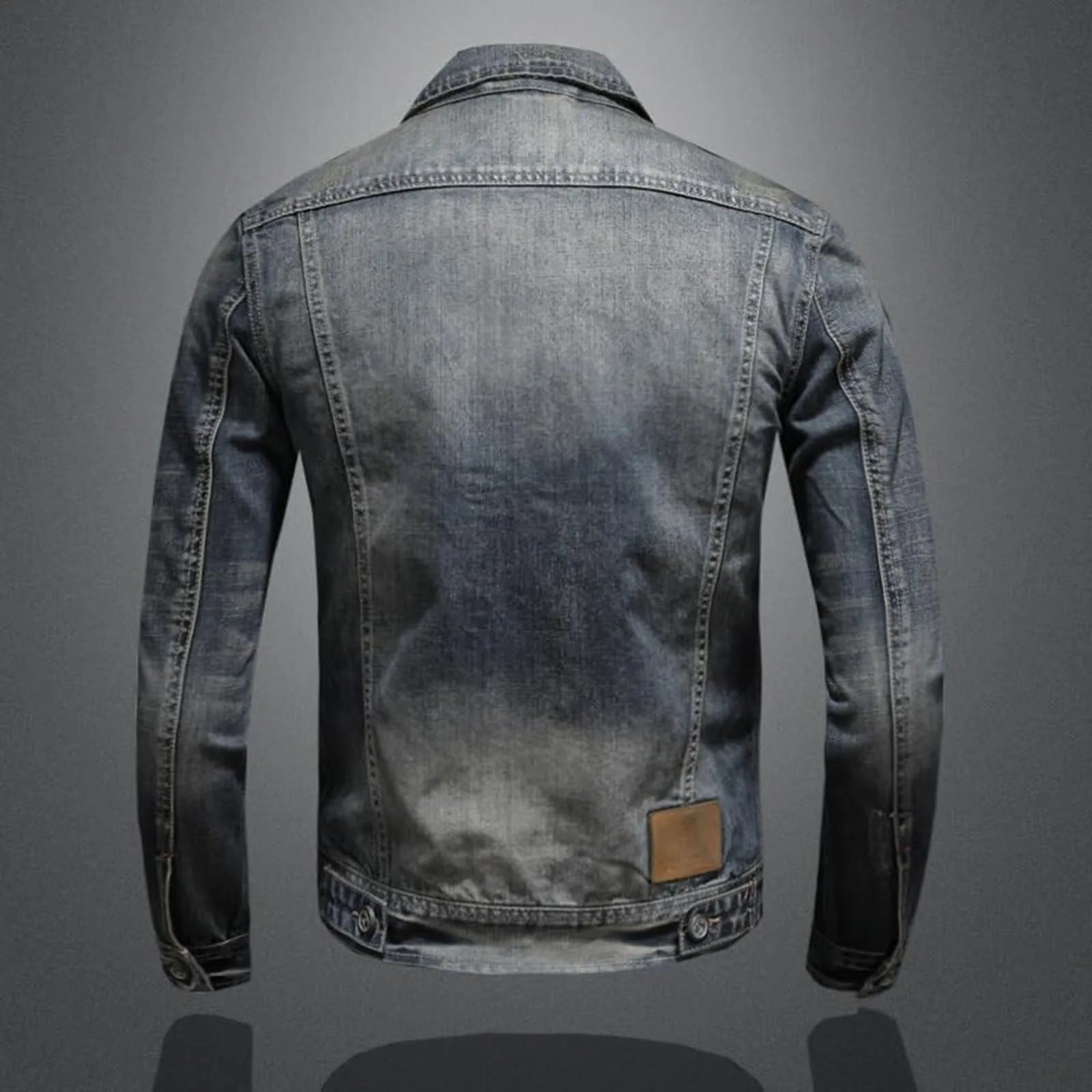 Vintage Washed Denim Layered Hooded Jacket with Padded Streetwear Outerwear Design