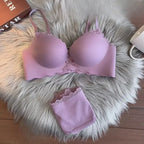 Smooth Contour Seamless Push-Up Bra and Matching Panty with Scalloped Lace Edging