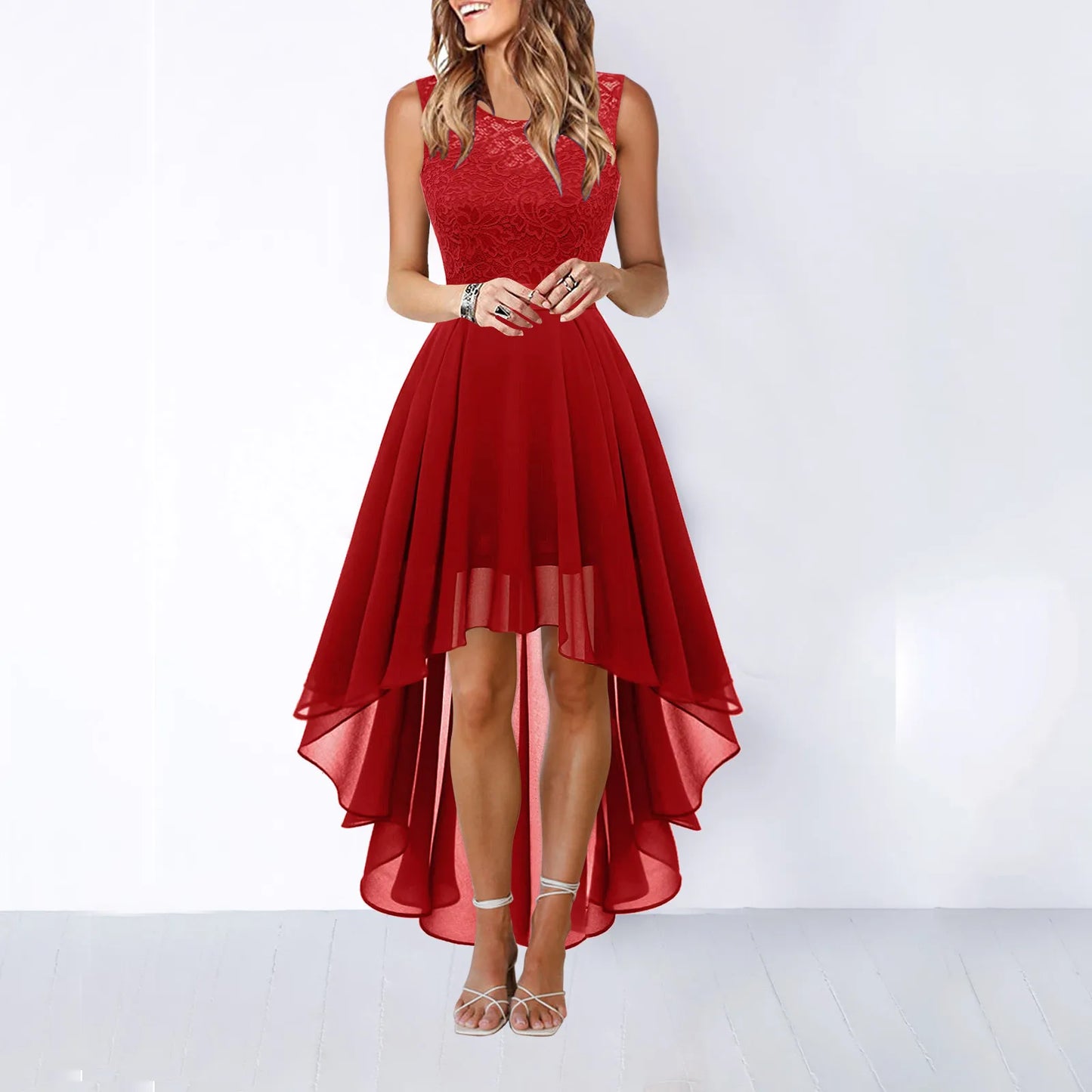 Elegant High-Low Gothic Dress with Anime-Inspired Evening Fashion Style