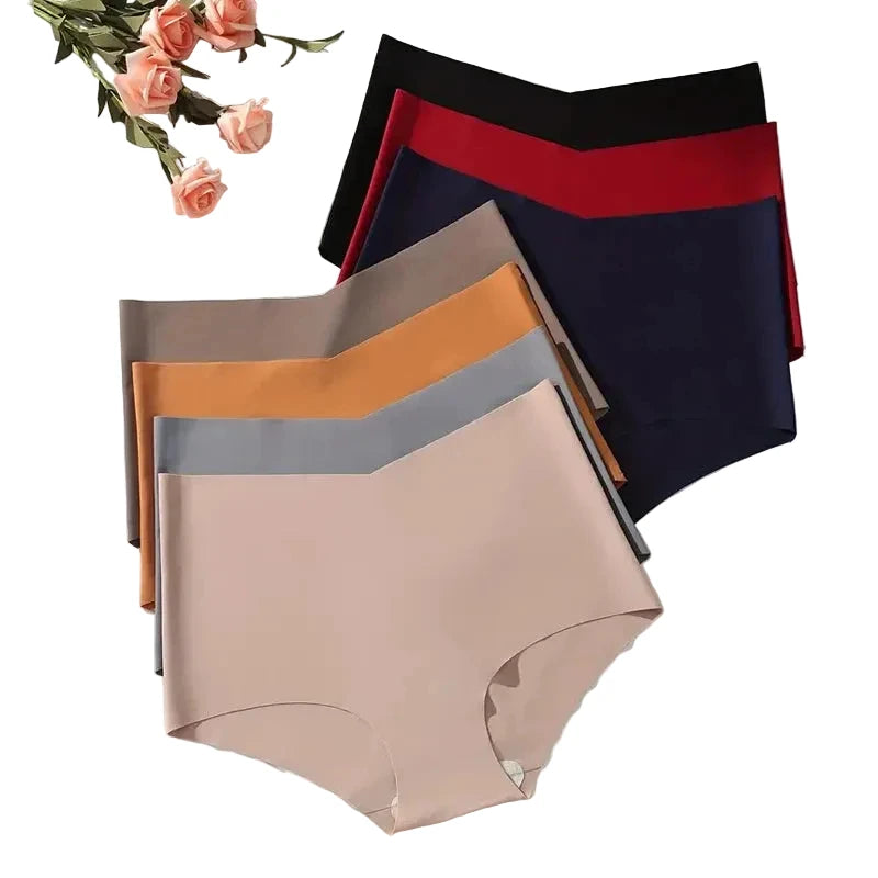Seven-Piece High-Waisted Seamless Brief Set with Contrast V-Waistbands