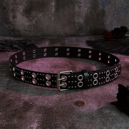 Double Row Rivet Belt for Gothic Punk and Alternative Fashion