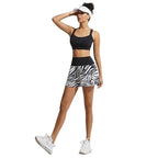 High Waist Zebra Print Athletic Skort with Built-In Shorts Design