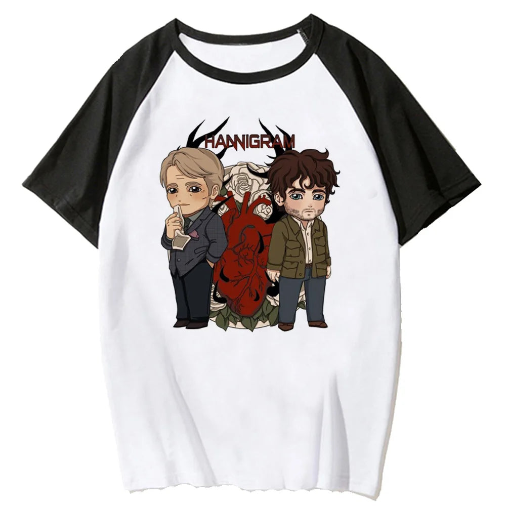 Chibi Duo Anime Raglan Casual Cotton Streetwear Graphic T-Shirt