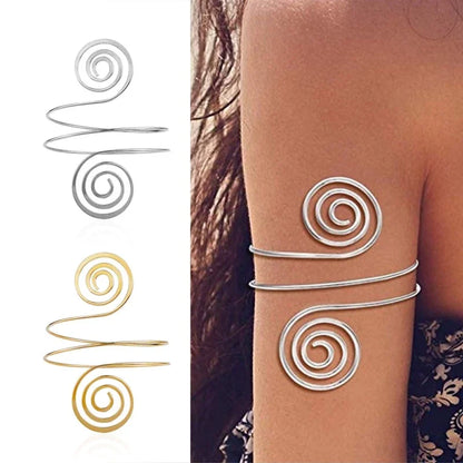 Minimalist Spiral Arm Cuff Bracelet for Y2K Gothic Statement Styling