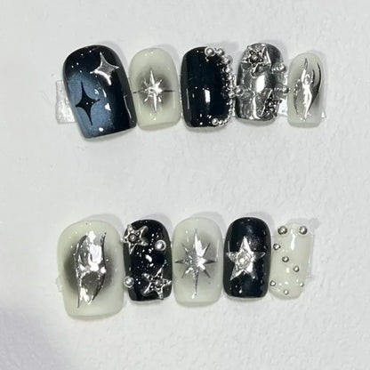 Celestial Gothic Press On Nails with Alternative Charm Inspired Artwork